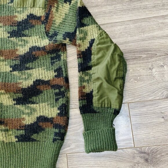 VTG Peter Storm Sweater Mens M Camo Commando 100% Pure New Wool England hunting - Picture 5 of 14